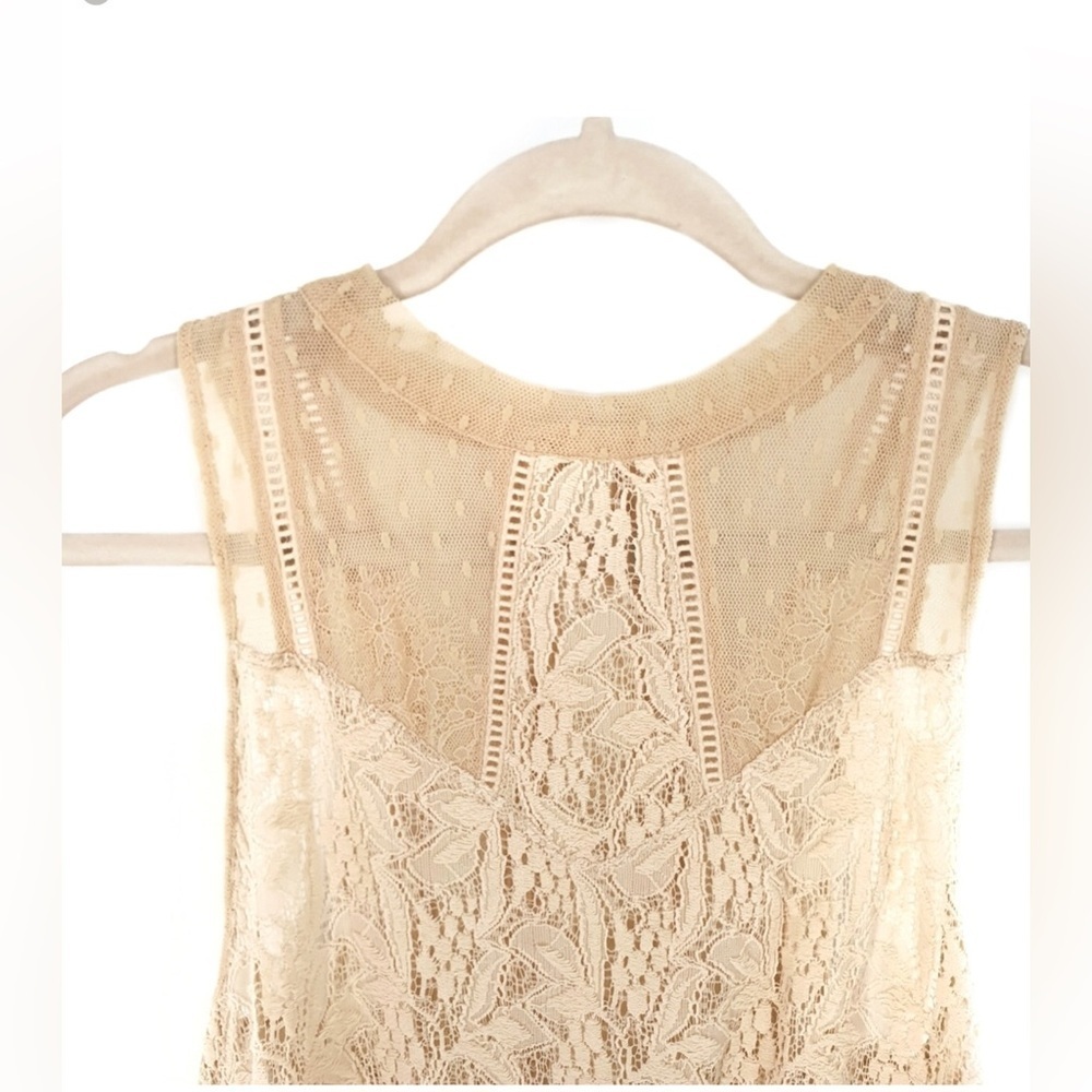 Free People Maisie Lace Tunic Top Cream Boho Festival Sheer Layering Size S - Picture 7 of 11